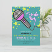 Cute Fun Blauwgroen Paarse kinderen Birthday Karao Kaart (Staand voorkant)