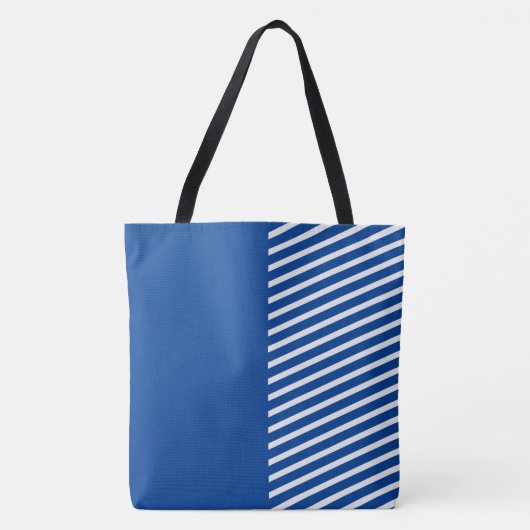 Cute Fun Blue en White met Stripes Tote Bag (Voorkant)