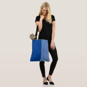Cute Fun Blue en White met Stripes Tote Bag (Op model)