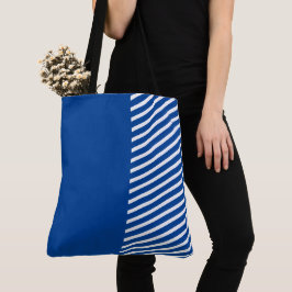 Cute Fun Blue en White met Stripes Tote Bag