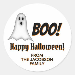Cute Fun Boo Ghost Happy Halloween uit naam Ronde Sticker