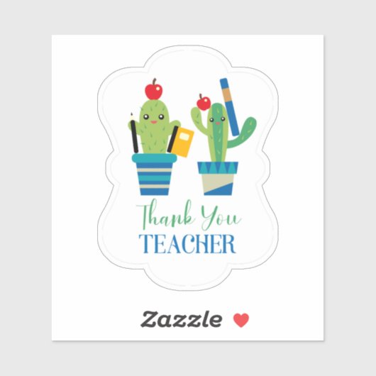 Cute Fun Cactus Bedankt leraar Vinyl Stickers (Vel)