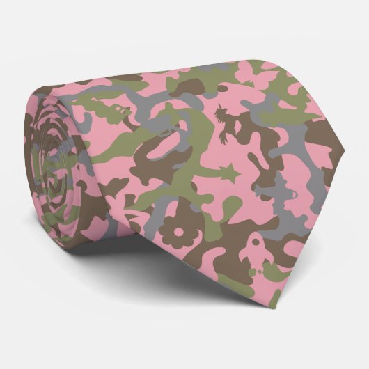 Cute Fun Camo - Woodland Pink Stropdas (Opgerold)