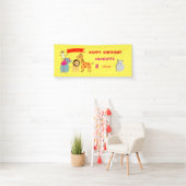 Cute Fun Cartoon Oerwoud Animals Spandoek (Insitu)
