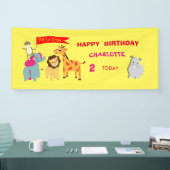 Cute Fun Cartoon Oerwoud Animals Spandoek (Beurs)
