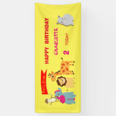 Cute Fun Cartoon Oerwoud Animals Spandoek (Verticaal)