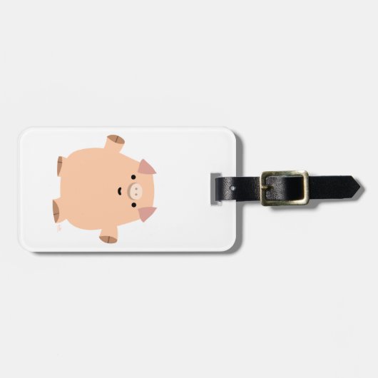 Cute Fun Cartoon Pig Bagagelabel (Voorkant horizontaal)