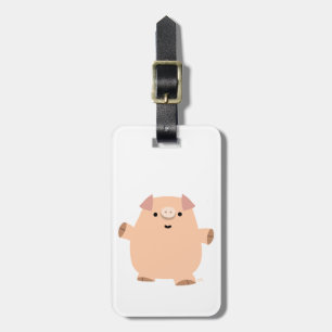 Cute Fun Cartoon Pig Bagagelabel