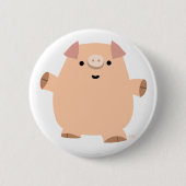 Cute Fun Cartoon Pig Button Badge (Voorkant)