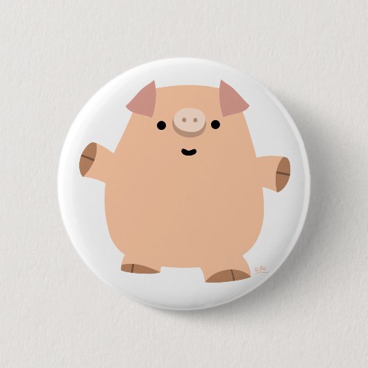 Cute Fun Cartoon Pig Button Badge (Voorkant)