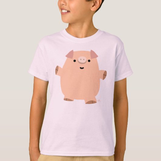 Cute Fun Cartoon Pig Children T shirt (Voorkant)