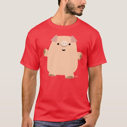 Cute Fun Cartoon Pig Mannen T-shirt (Voorkant)