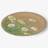 Cute Fun Chamomile Flowers Faux Jute Burlap Papieren Bordje (Gekanteld)