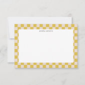 Cute Fun Checkerboard Gele White Geometric Name Bedankkaart (Voorkant)