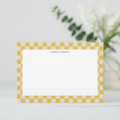 Cute Fun Checkerboard Gele White Geometric Name Bedankkaart (Staand voorkant)