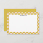 Cute Fun Checkerboard Gele White Geometric Name Bedankkaart (Voorkant / Achterkant)