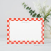 Cute Fun Checkerboard Mod Red Geometric Name Bedankkaart (Staand voorkant)