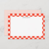Cute Fun Checkerboard Mod Red Geometric Name Bedankkaart (Voorkant / Achterkant)