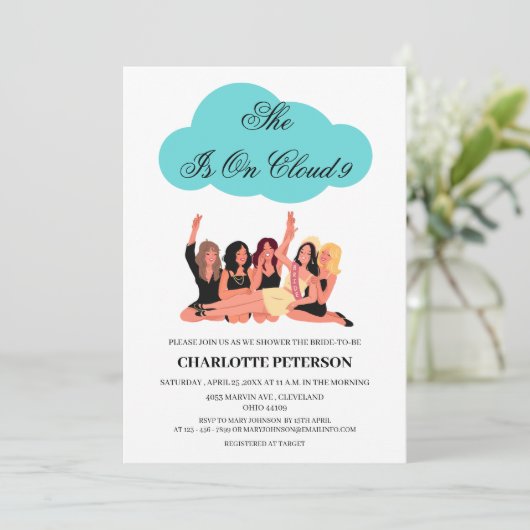 Cute & Fun Cloud 9-Vrijgezellenfeest Kaart (Staand voorkant)