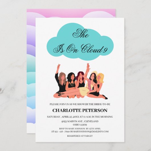 Cute & Fun Cloud 9-Vrijgezellenfeest Kaart (Voorkant / Achterkant)