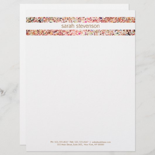 Cute Fun Colorful Confetti Stripes Gepersonaliseerd Briefhoofd (Voorkant / Achterkant)