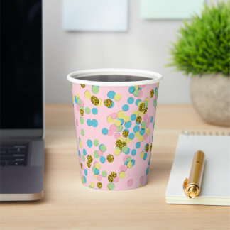 Cute Fun Colorful Modern Confetti Stippen Papieren Bekers
