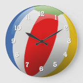 Cute Fun Colorful Striped Summer Beach Ball Grote Klok (Voorkant)