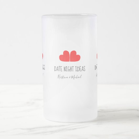 Cute Fun DATE Night IDEAS Hartelijk met uw namen Matglas Bierpul (Center)