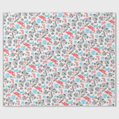 Cute Fun December Winter Holiday Season Doodles Cadeaupapier (Vlak)