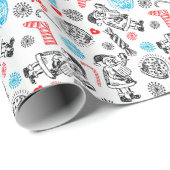 Cute Fun December Winter Holiday Season Doodles Cadeaupapier (Rol Hoek)