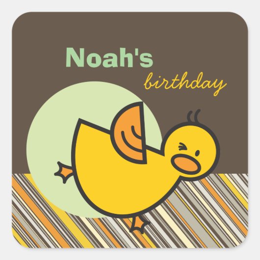 Cute Fun Duckies Ducks Children Kind Birthday Part Vierkante Sticker (Voorkant)