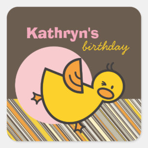 Cute Fun Duckies Ducks Children Kind Birthday Part Vierkante Sticker