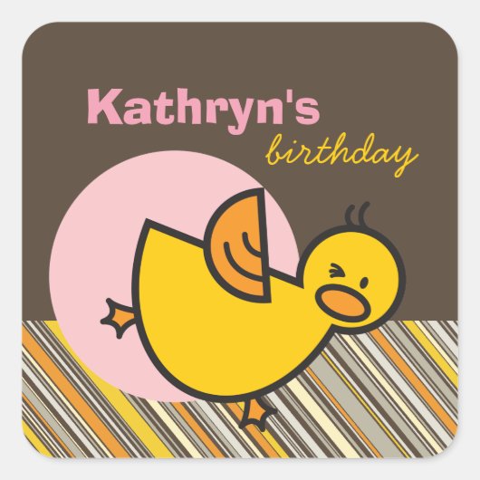 Cute Fun Duckies Ducks Children Kind Birthday Part Vierkante Sticker (Voorkant)