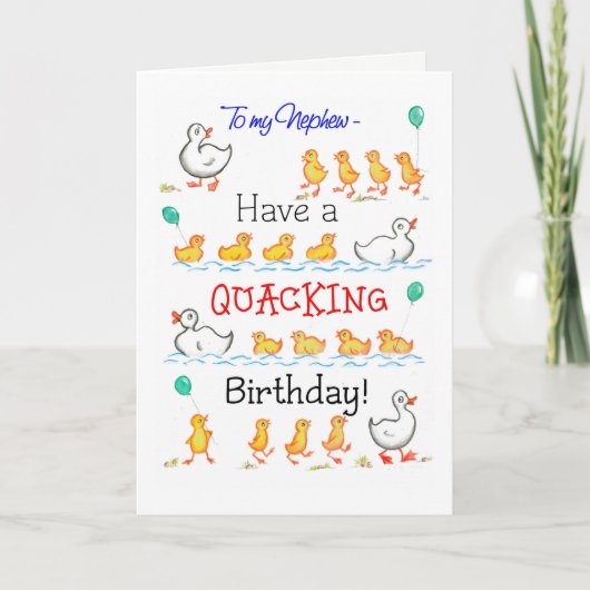 Cute Fun Ducklings Quacking Birthday, voor Nephew Kaart (Voorkant)