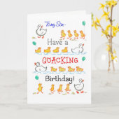 Cute Fun Ducklings Quacking Birthday, voor Zoon Kaart (Gele Bloem)