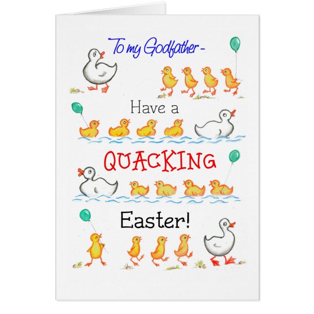 Cute Fun Ducklings Quacking Easter, voor Godfather (Voorkant)