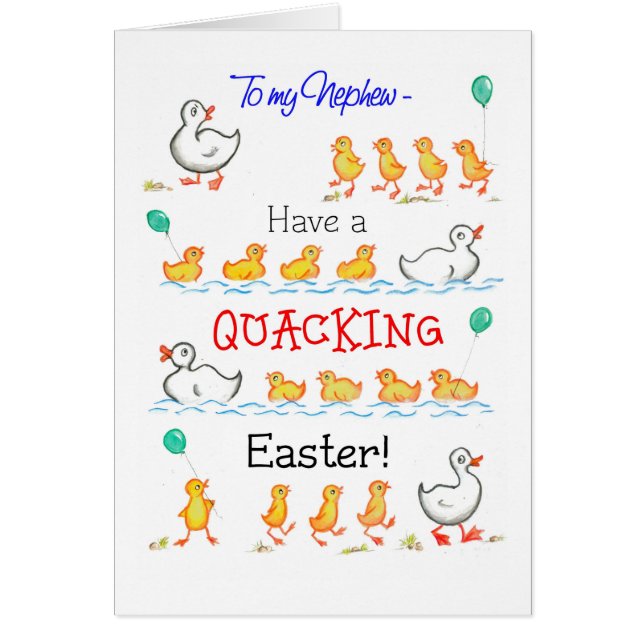 Cute Fun Ducklings Quacking Easter, voor Nephew (Voorkant)