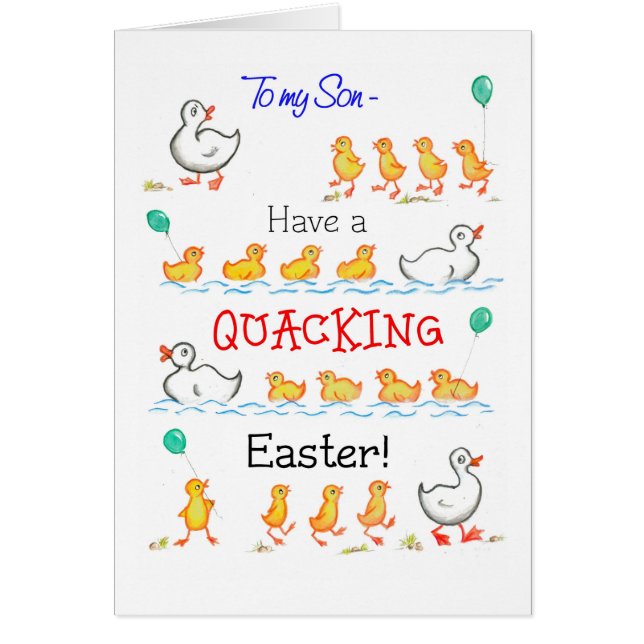 Cute Fun Ducklings Quacking Easter, voor Zoon (Voorkant)