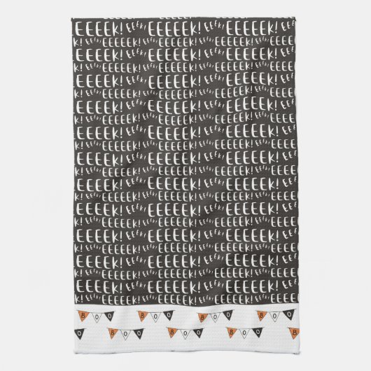 Cute Fun Eeek Boo Banner Halloween Theedoek (Verticaal)