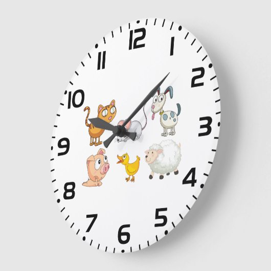 Cute Fun Farm Animals Grote Klok (Hoek)