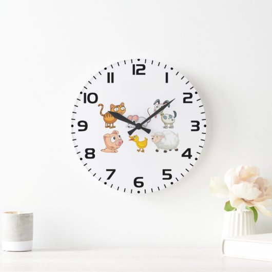 Cute Fun Farm Animals Grote Klok (Huis)
