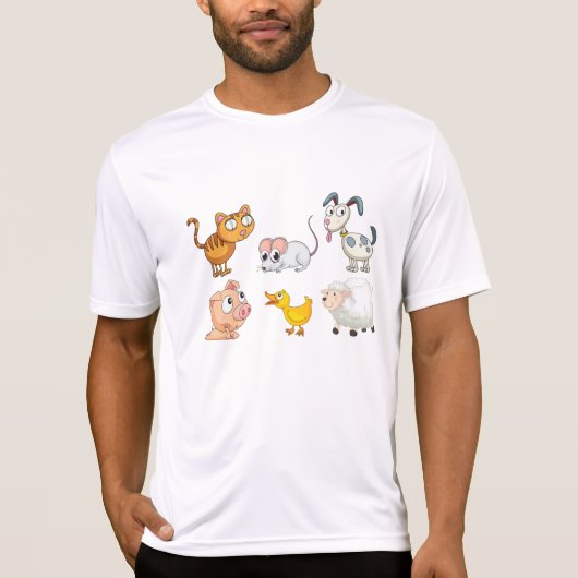 Cute Fun Farm Animals T-shirt (Voorkant)