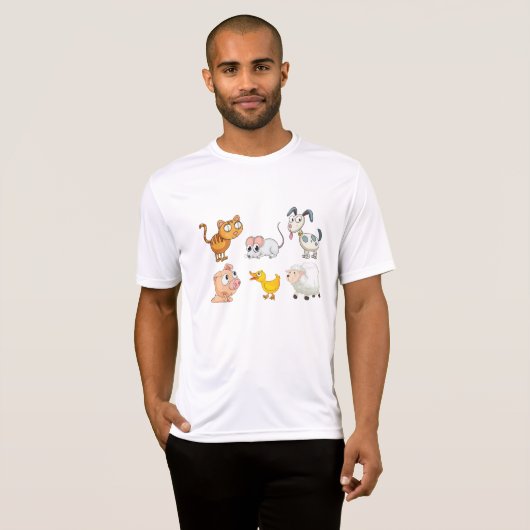 Cute Fun Farm Animals T-shirt (Voorkant volledig)