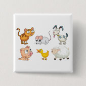 Cute Fun Farm Animals Vierkante Button 5,1 Cm (Voorkant)