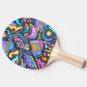 Cute Fun Funky Colorful Bold Whimsical-vormen Tafeltennisbatje (Zijkant)