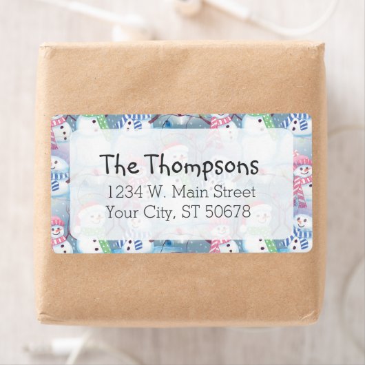 Cute Fun Funny Kerstfeestdag Snowmen Pattern Etiket (Insitu)