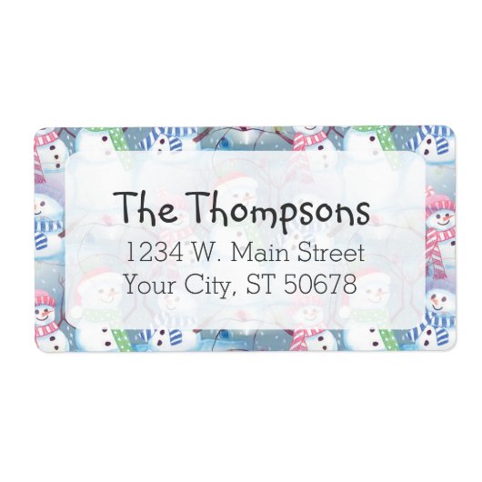 Cute Fun Funny Kerstfeestdag Snowmen Pattern Etiket (Voorkant)