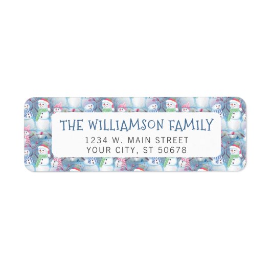 Cute Fun Funny Kerstfeestdag Snowmen Pattern Etiket (Voorkant)