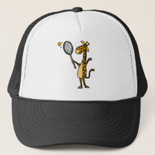 Cute Fun Giraffe die Tennis Cartoon speelt Trucker Pet