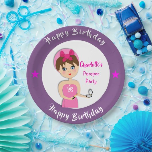 Cute Fun Girly Pamper Spa Party Personalized Papieren Bordje (Feest)